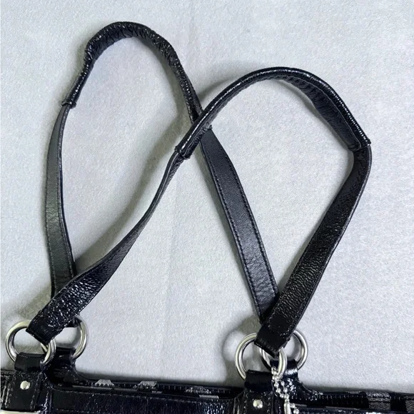 Coach Women's Metallic Silver Black SoHo Signature Shoulder Bag Tote F19664 Y2K - Picture 11 of 16